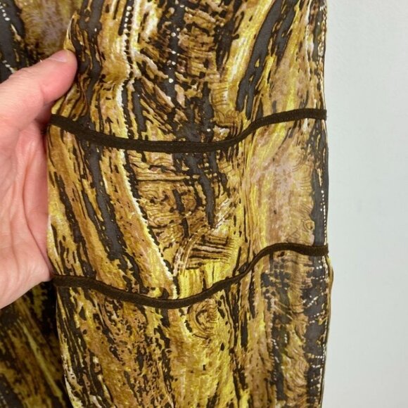 ANTHROPOLOGIE Love Sam Silk and Leather Bohemian Printed Brown Yellow Black S - Picture 7 of 14